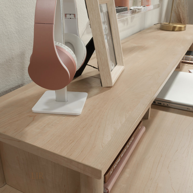 Adjustable Maple Finish Hutch With Customizable Shelves And Cubbyholes, Perfect For Organized And Stylish Home Office Storage.