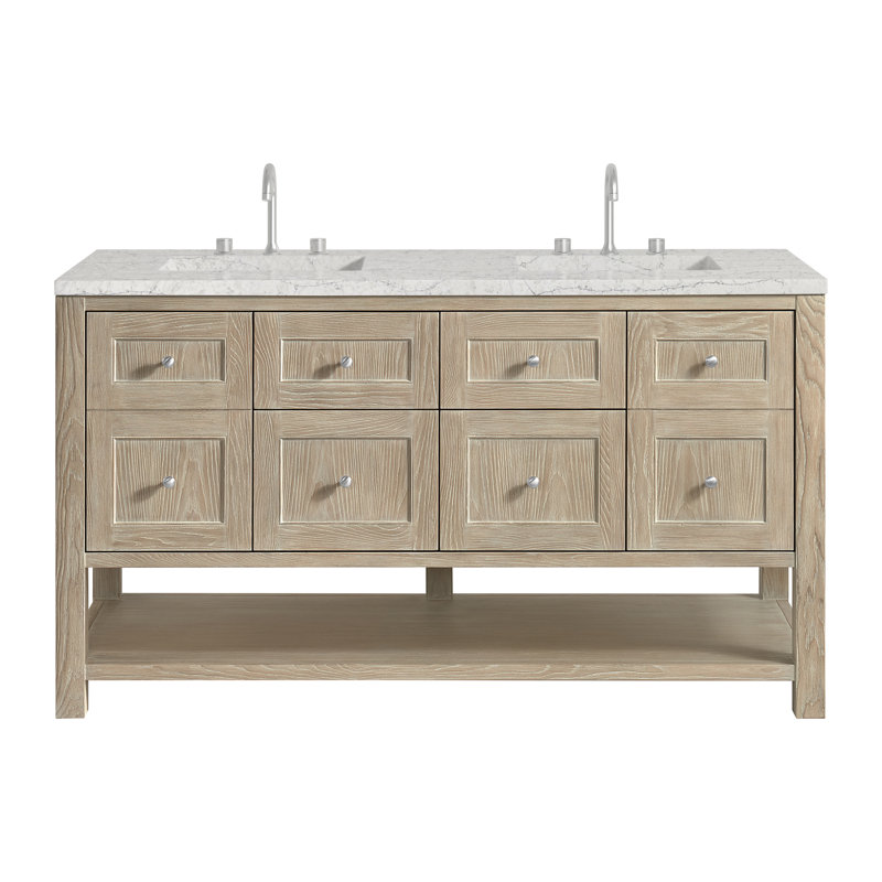 Breckenridge 60'' W Double Vanity, Eternal Jasmine Pearl Silestone, Whitewashed Oak, Widespread