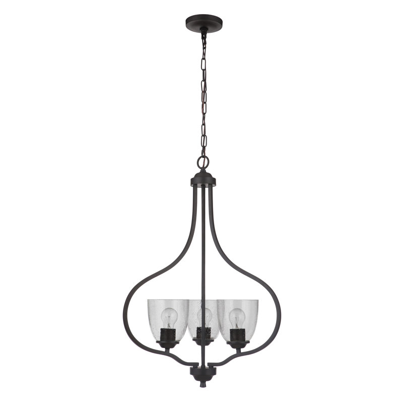 Lustre géométrique 3 lumières ombrées Yazzie, Martelée transparente, Espresso