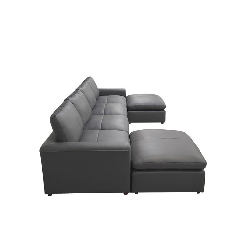 Canapé modulaire en cuir rembourré, Blue Gray