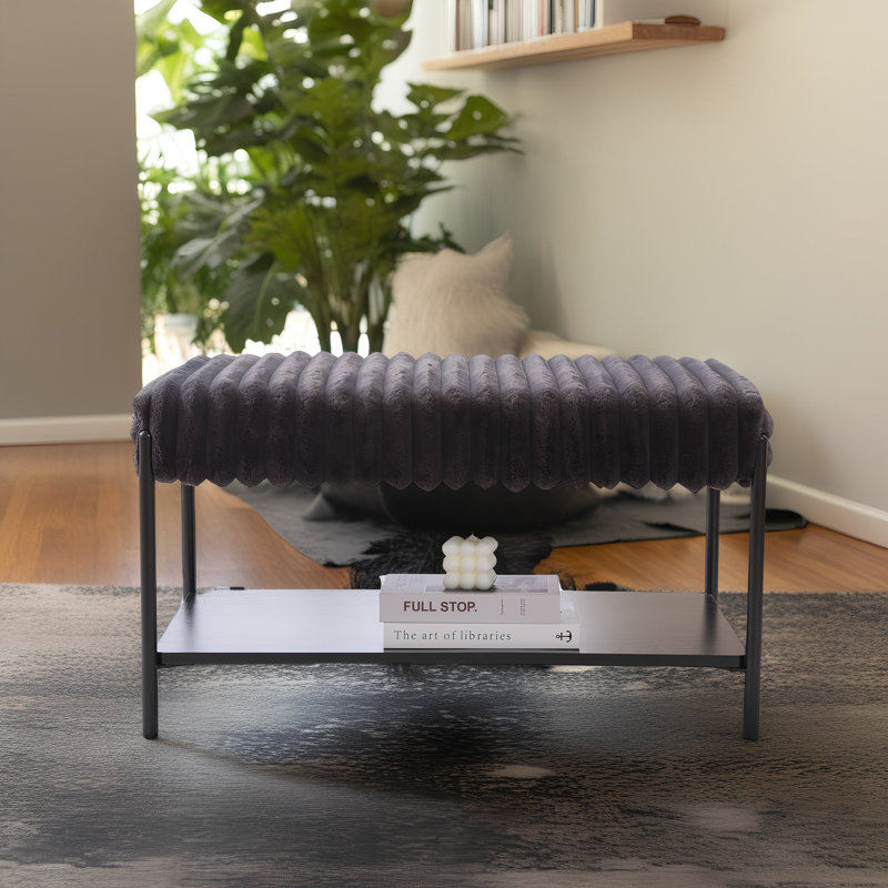 Banc de rangement rembourré avec tablette amovible, Gris anthracite