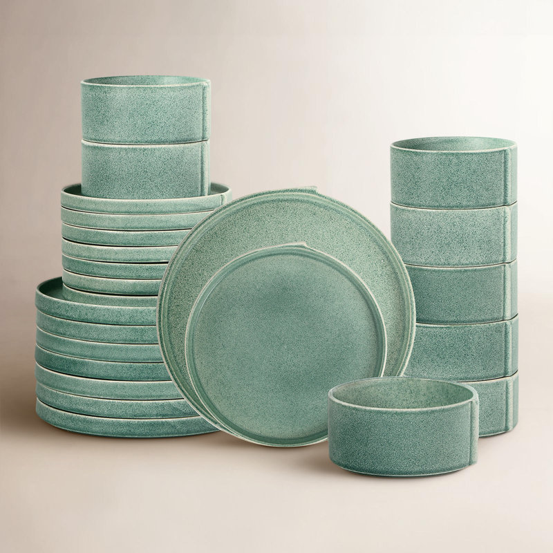 Stone Lain Bao 24-Piece Dinnerware Set Stoneware, Green