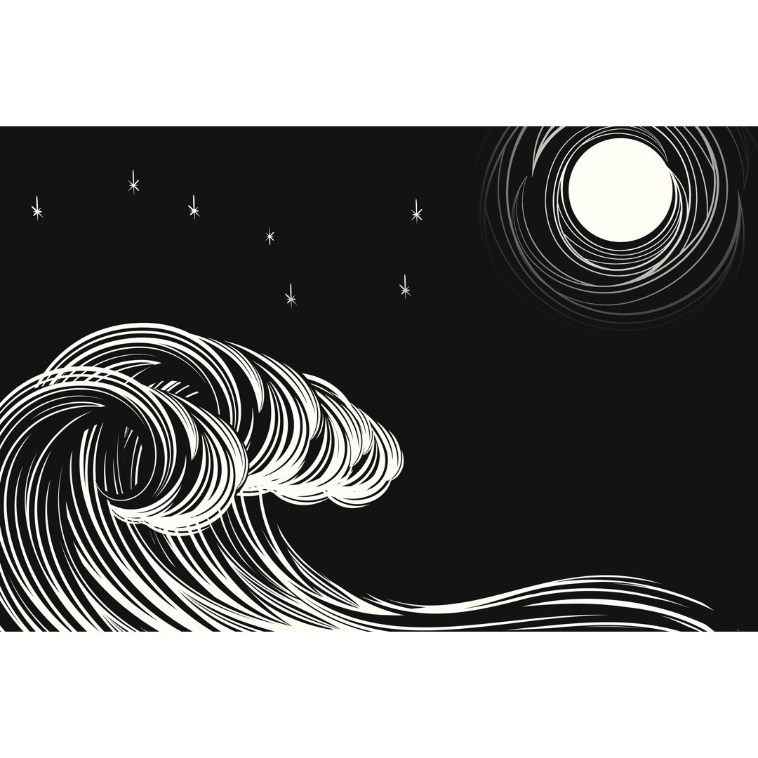 Moonlit Waves von IntergalacticDesignStudio - Druck