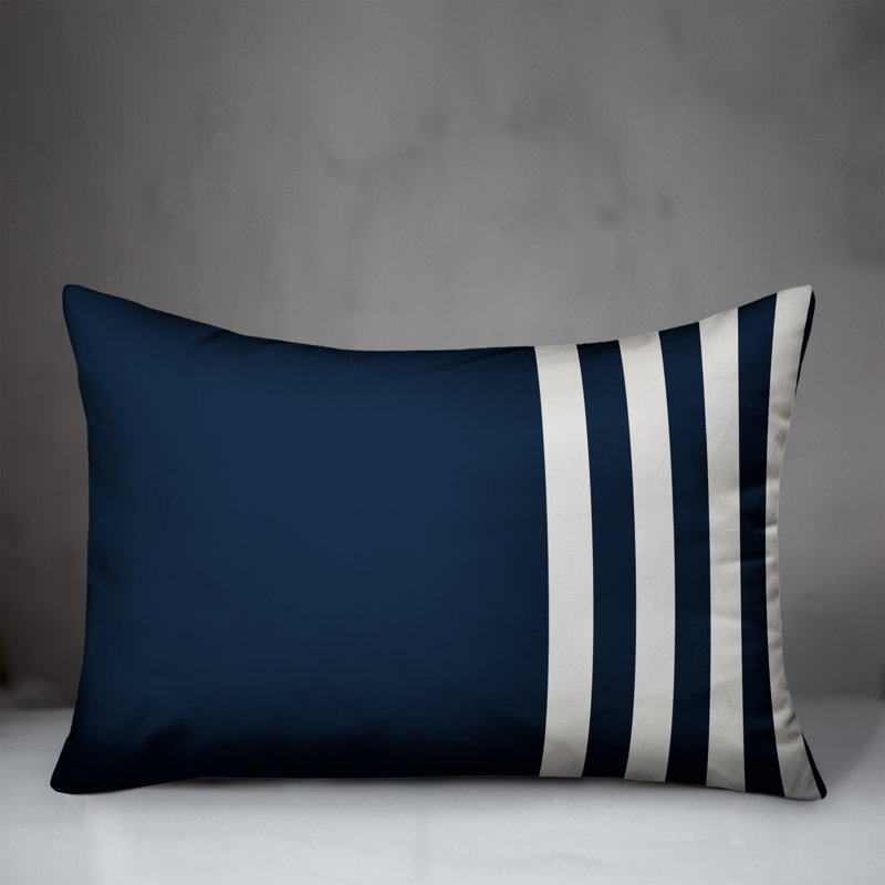  Block Stripes Lumbar Pillow, Navy