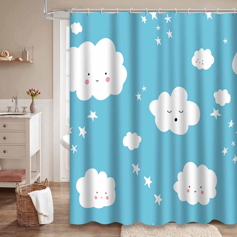 Mignon rideau de douche avec 12 crochets, L 72 po x l 72 po