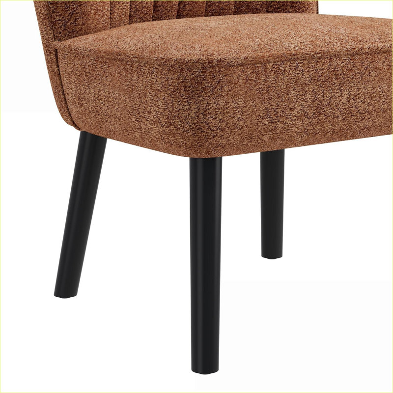 Walnut Brown Shellback Upholstered Accent Chair for Adults, Comfortable Chair Seating for Living Room Bedroom, Beige