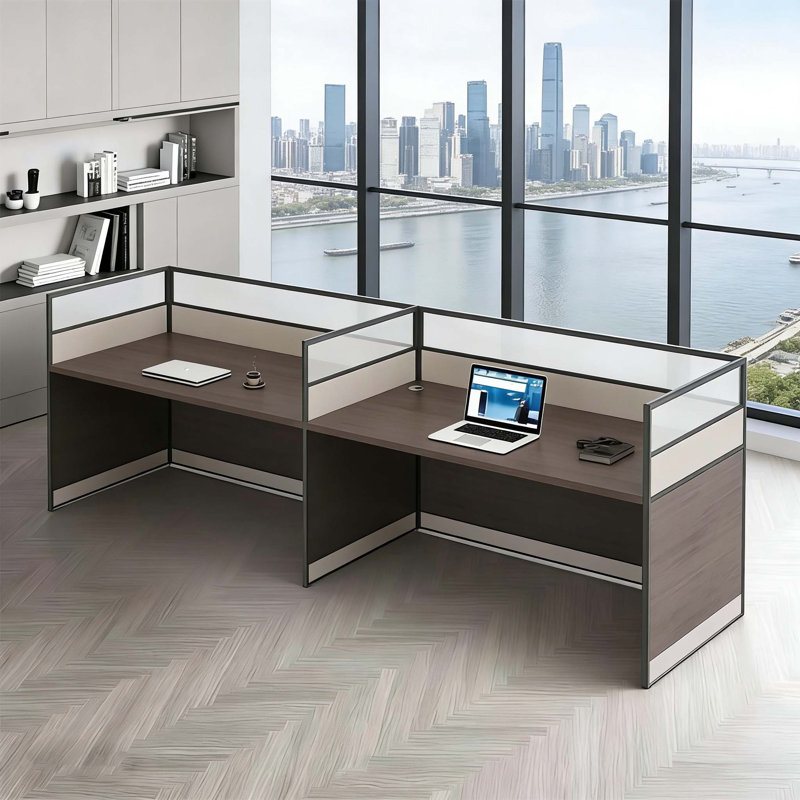 Bureau rectangulaire pour 2 personnes avec poste de travail avec banc