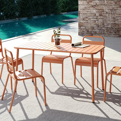Table de salle à manger d'extérieur moderne moderne pour le jardin, le patio et le balcon - Table de loisirs imperméable rouge pour la cour de la Villa | Idée de cadeau