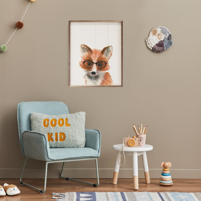 Renard dans des verres par Mercedes Lopez Charro, H 30 po x l 24 po