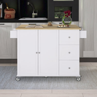 Chariot de cuisine 52,7 po en bois massif