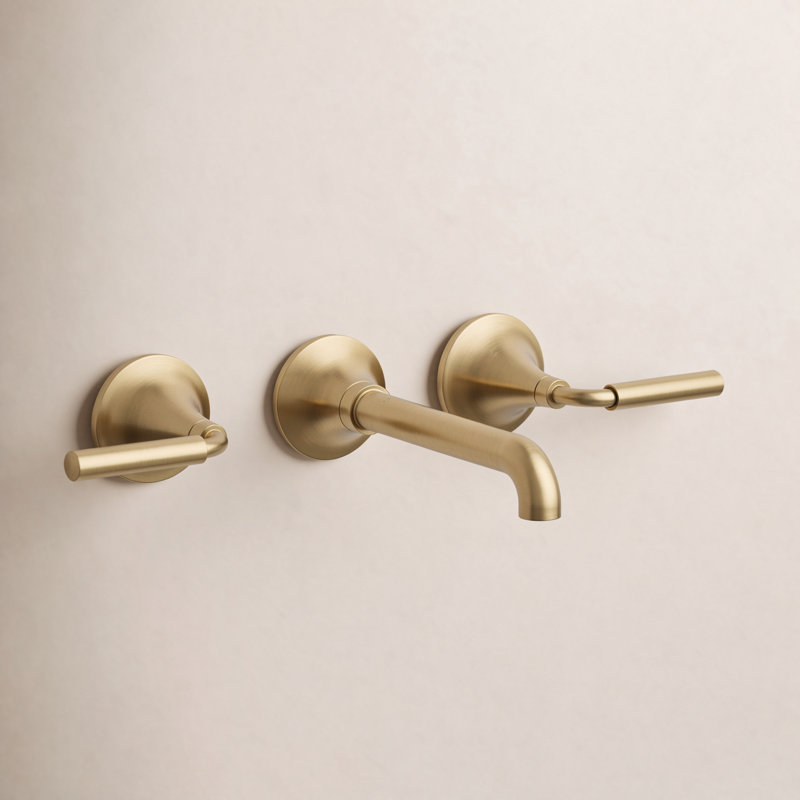 Tone Wall-Mount Bathroom Sink Faucet Trim, Vibrant Brushed Moderne Brass