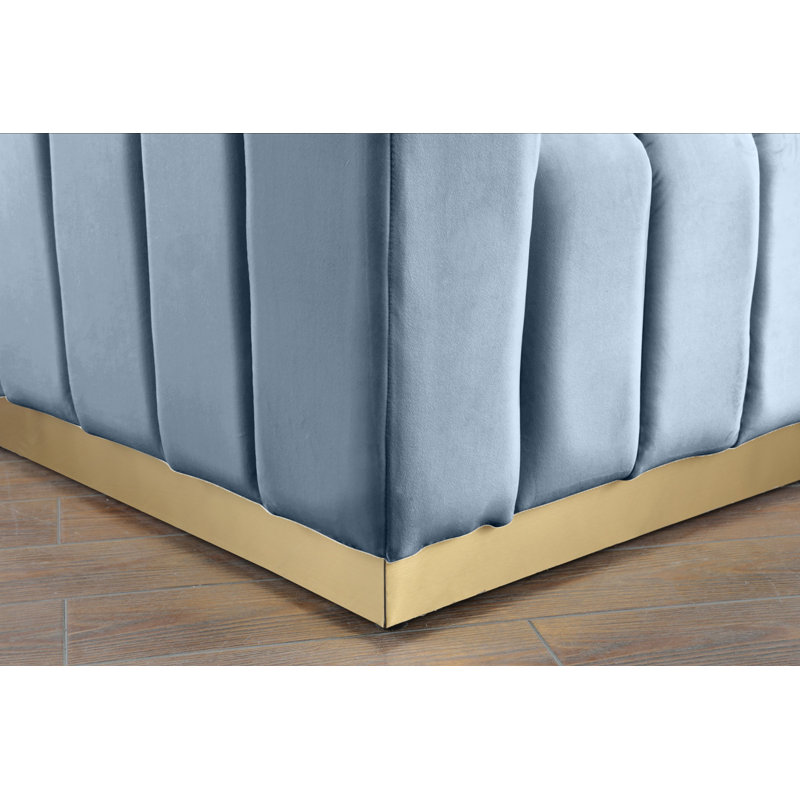 Fauteuil en velours de 38,5 po Tyneside, Velours bleu ciel