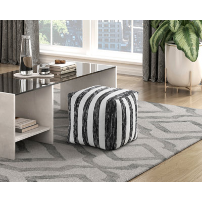 Repose-pieds rembourré en tissu noir et blanc Modern