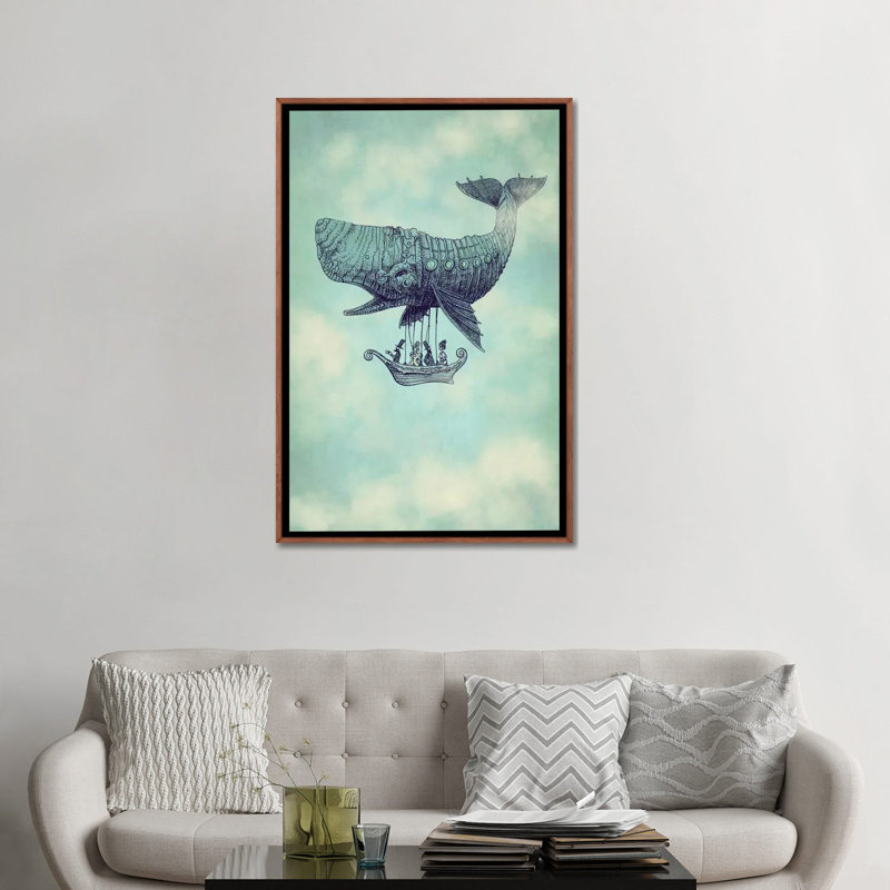 «Tea at 2000 Feet» par Eric Fan - impression d'art graphique, Toile classique avec cadre brun, Non mat
