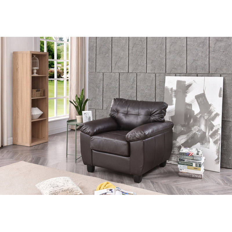 Fauteuil capitonné large de 36 po Benton, Similicuir cappucino