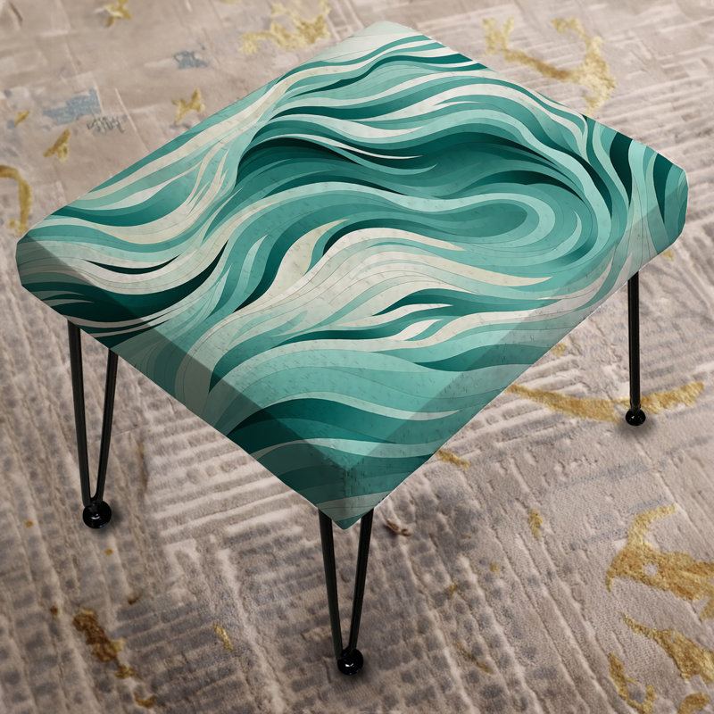 Emerald And White Zebra Abstract Harmony - Abstract Rectangle Ottoman