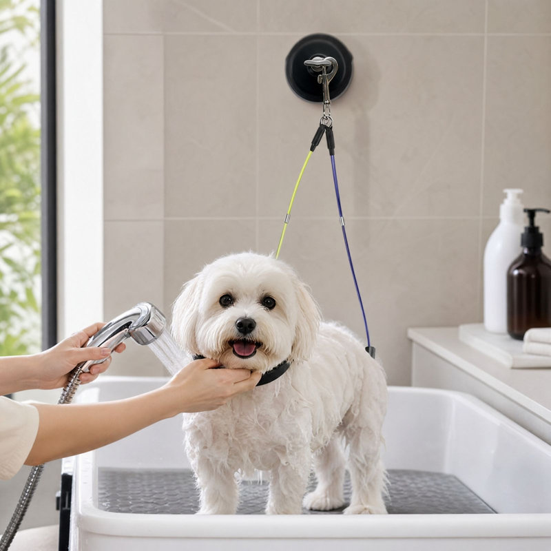 Cadre de table de toilettage courant pour chats et chiens avec corde pour attacher l'animal et enlever les poils.