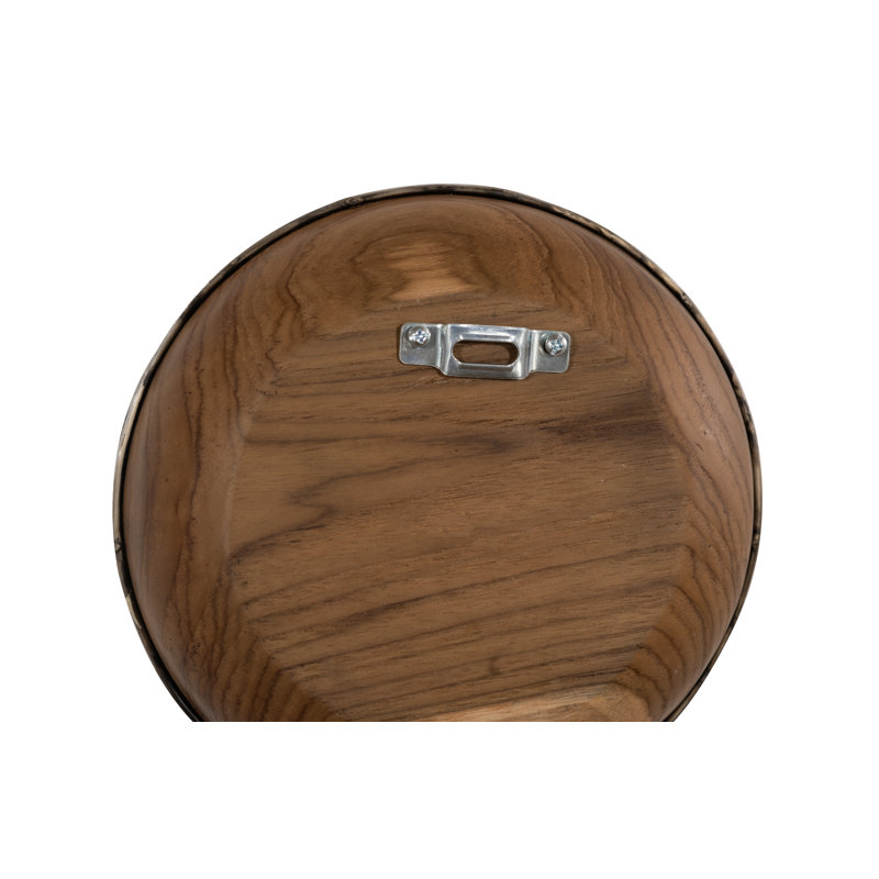Teak Wood Bowl Wall Art, Metallurgy Edge, 8" H x 8" W x 3" D