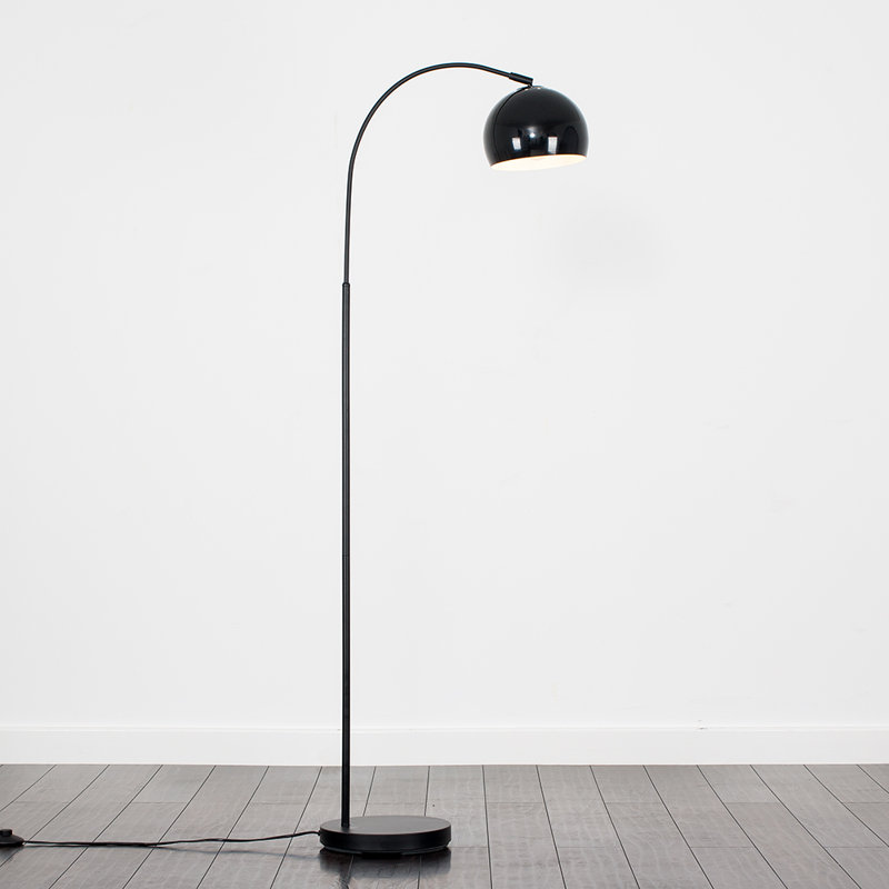 Derosier 152cm Arched Floor Lamp, Black, Black