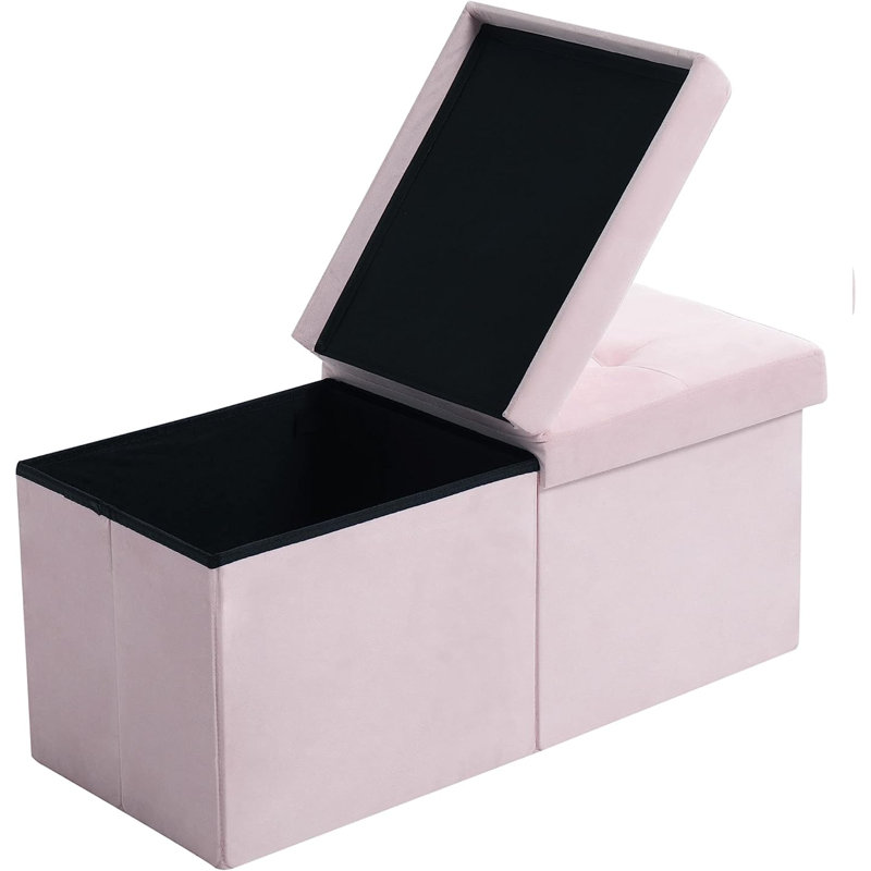 Repose-pieds rembourré Elbertha, Rose 100 % polyester