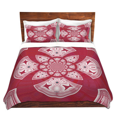 Ensemble de housse de couette en microfibre DiaNoche par Pam Amos - Daisy Tile - rouge