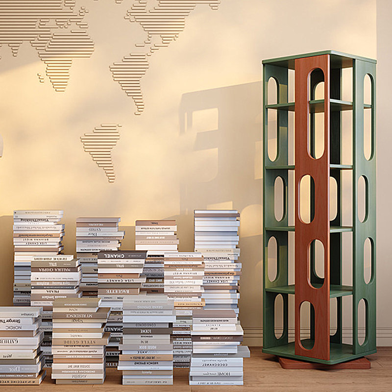 17.32"Green Solid Wood Rotating Bookshelf