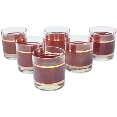 Mid 20th Century Gold-rimmed Culver Rocks Glasses- Set Of 6