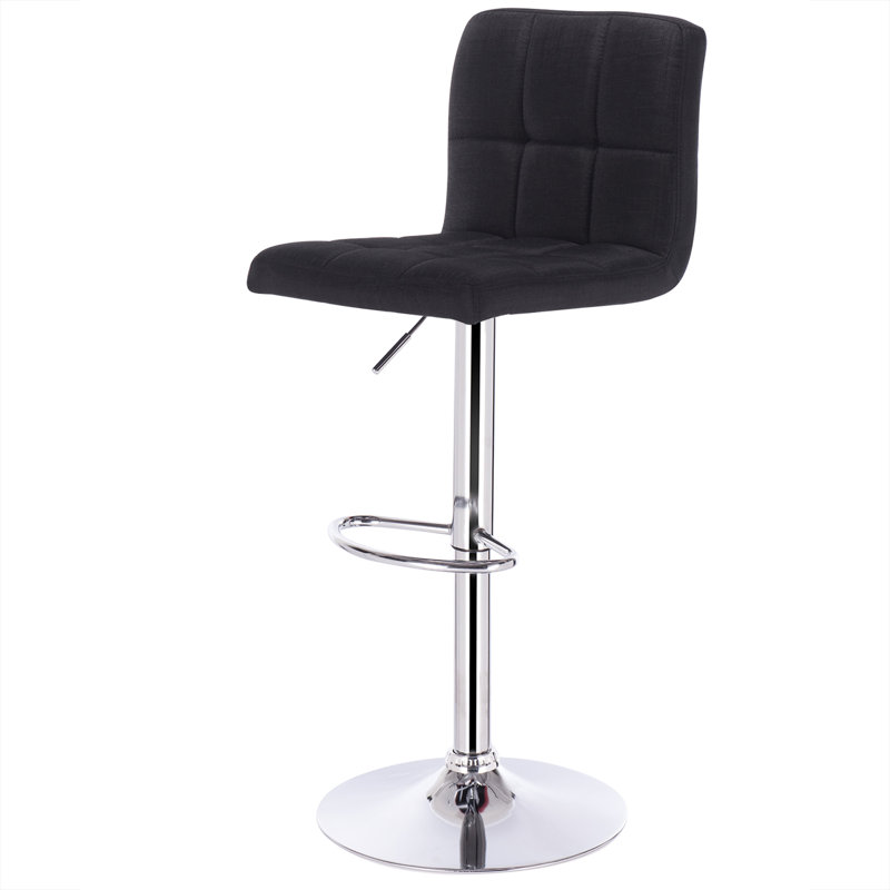Dequincy Swivel Upholstered Adjustable Height Counter Stool with Metal Frame, Black