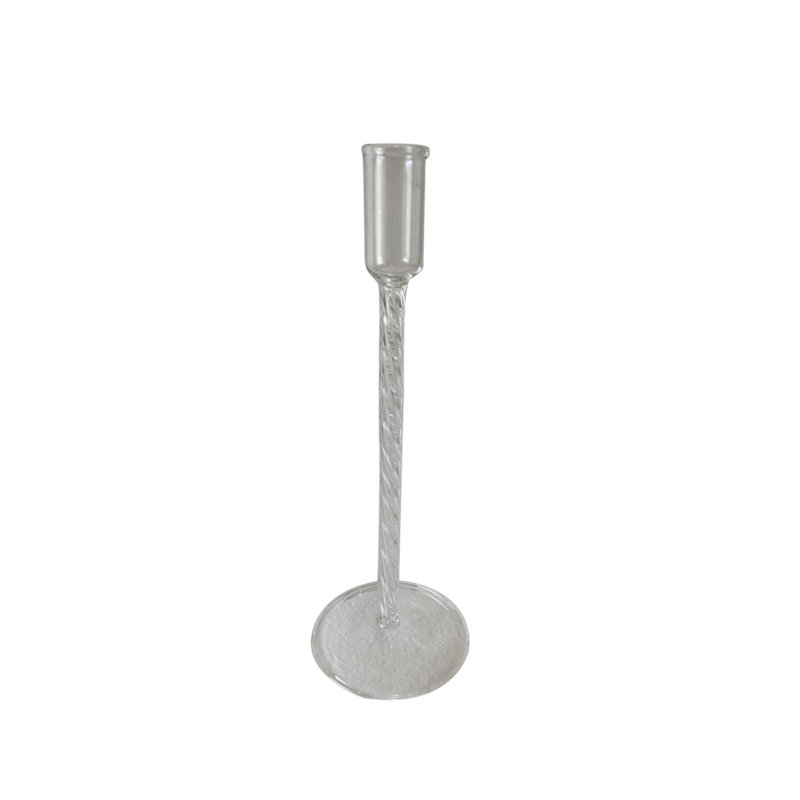 Porte-bougie en verre transparent H 10,5 po et diamètre 3,5 po