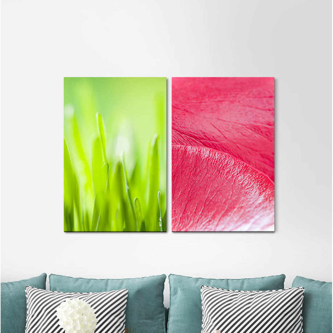 2-tlg. Leinwandbilder-Set - Fotografie „Meadow Blades of Grass Green Blossom”