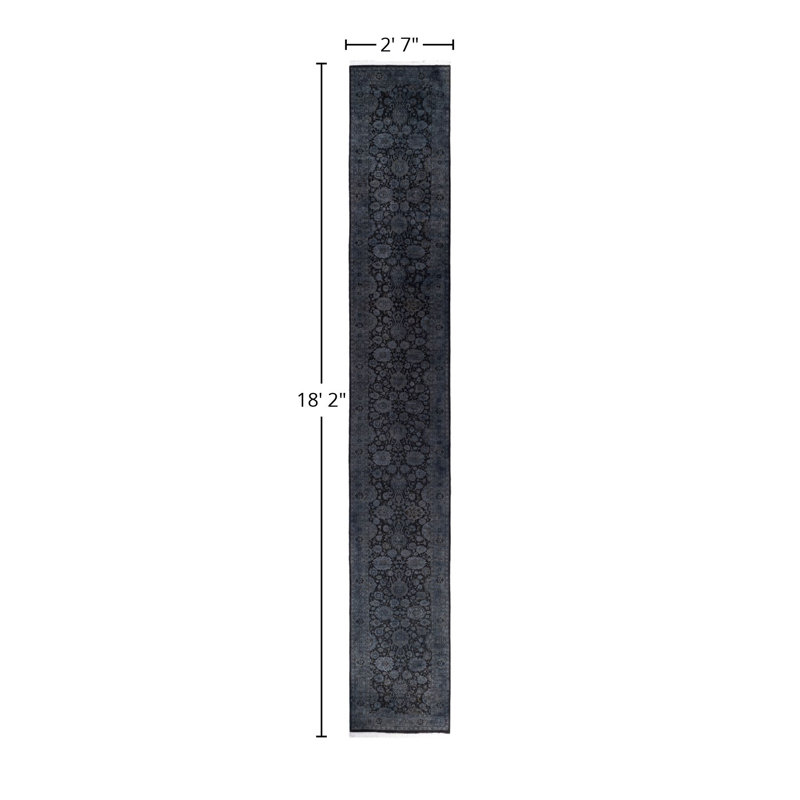 Overdyed One-of-a-Kind 2' 7" x 18' 2" Hand Knotted Area Rug