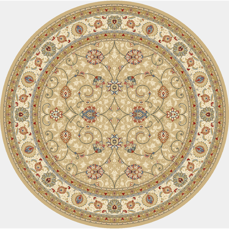 Tapis doré / ivoire Attell, Rond 5 pi 3 po
