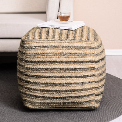 Pouf rembourré ottoman à rayures Yinka de 45,7 cm (18 po) de hauteur