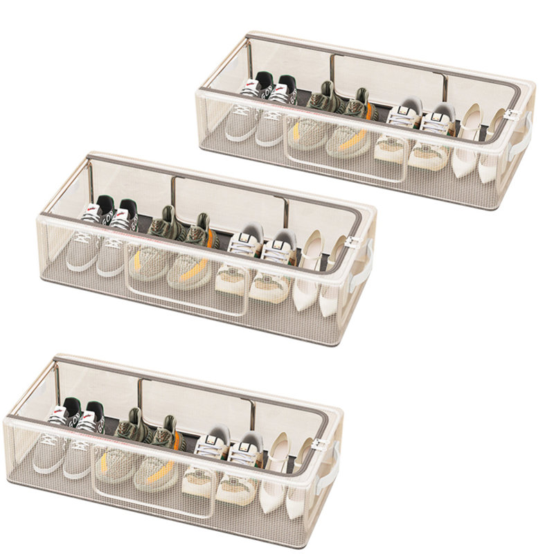 3pcs Household Transparent Shoes Storage Box Pv Shoe Box, Hold 9-12 Pairs Of Shoes