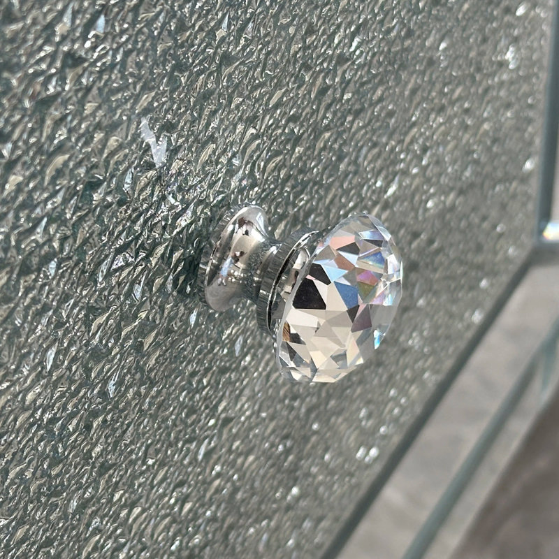 Meuble télé 60 po à miroir avec portes en verre concassé