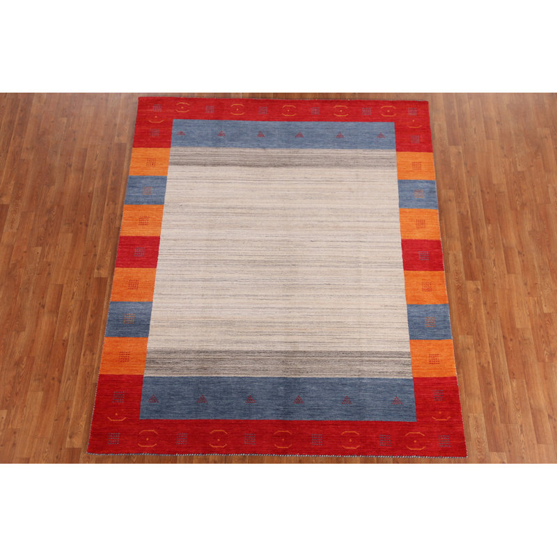 Tapis indien en laine fait à la main de style Gabbeh 6 x 8