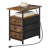 2-Drawer Narrow End Table with Storage and Charging Station