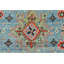 Tapis bleu géométrique en laine noué à la main 9 pi 1 po x 12 pi 5 po Kazak