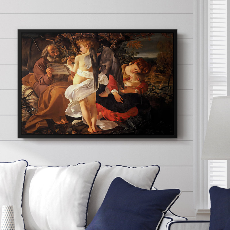 Reposez-vous sur la fuite en Égypte, v. 1597 - Toile tendue avec châssis Caravaggio, 16 x 24, Noir