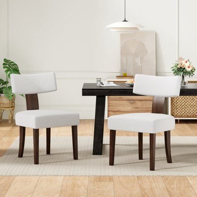 Ensemble de 2 chaises de salle à manger rembourrées sans accoudoirs avec dossier incurvé en bois franc pour la cuisine