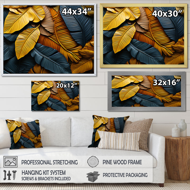 «Vibrant Leafs Field» sur impression sur toile, Cadre flottant noir, H 16 po x l 32 po x P 1 po