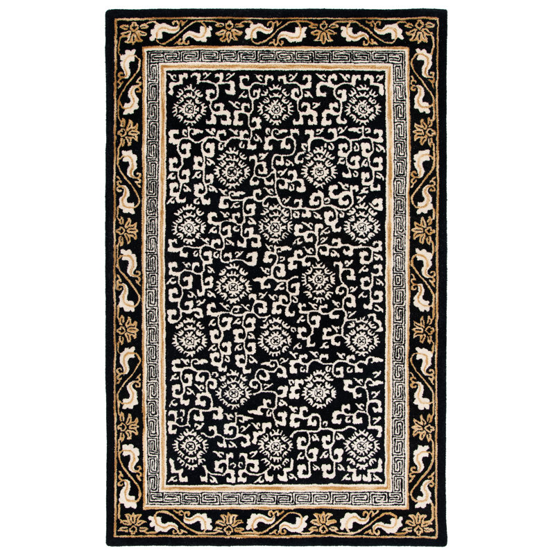 Tapis oriental brun en laine touffeté à la main Dural, Rectangle 4 pi x 6 pi