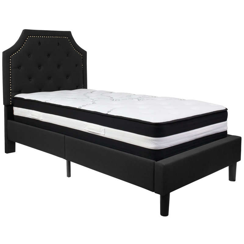 Matelas arqué et capitonné Aluino, Noir, Simple