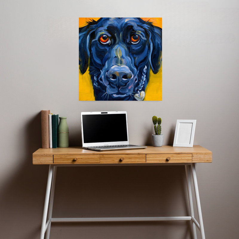 Art de chien noir contemporain, H 18 po x l 18 po