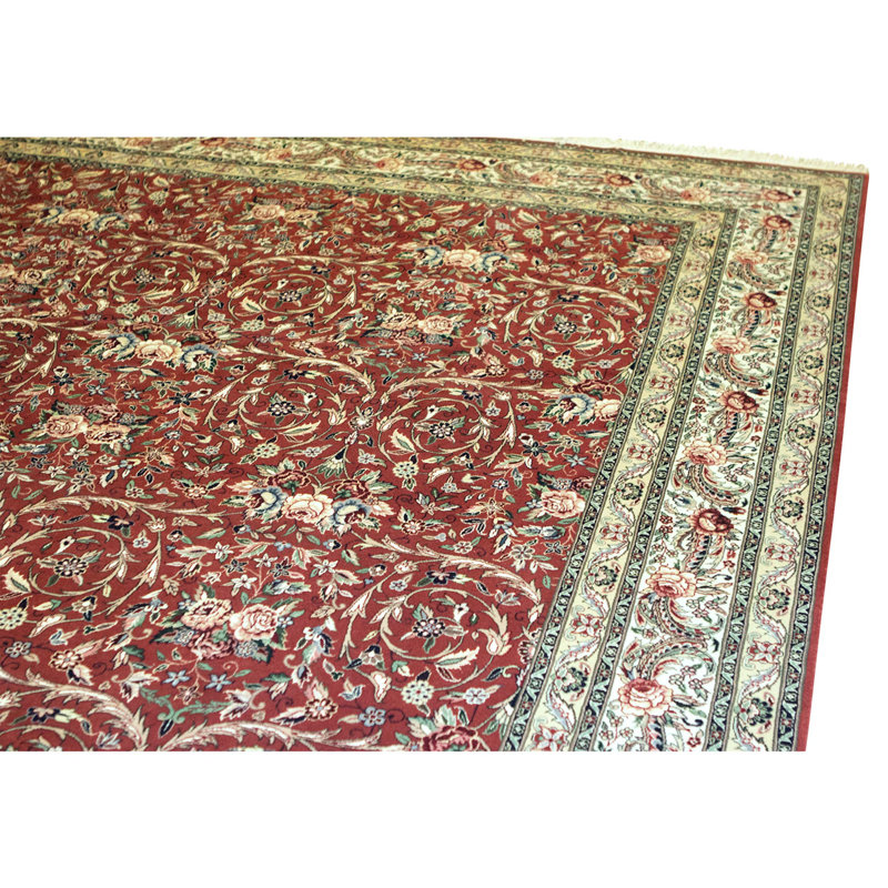 Hand Knotted Wool Area Rug in Rust And Ivory