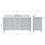 Meuble-lavabo ARIEL Monroe de 43 po en bois massif gris avec un comptoir en marbre de Carrare italien de 1,5 po et un lavabo rectangulaire centrale.-99405041-131238691-131238695