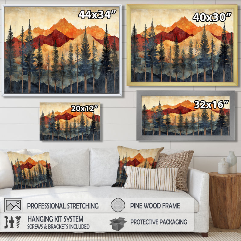 «Geron Autumn Mountains In The Canopy II», art mural sur toile, H 24 po x l 32 po, Impression encadrée flottante, Doré
