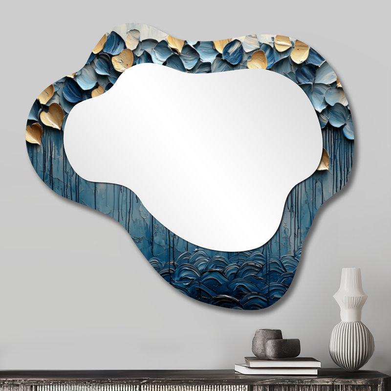 Mosaïque de vagues Coastal Horizon I - miroir mural décoratif nuage côtier, miroir de meuble-lavabo nautique, imprimé sur métal