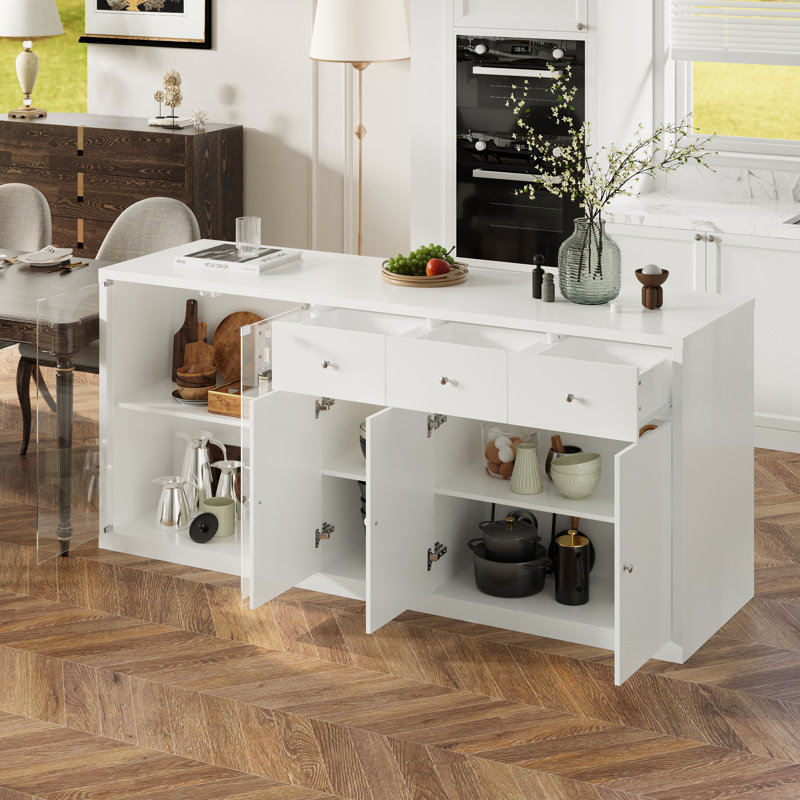 Kitchen Island With Tempered Glass Door