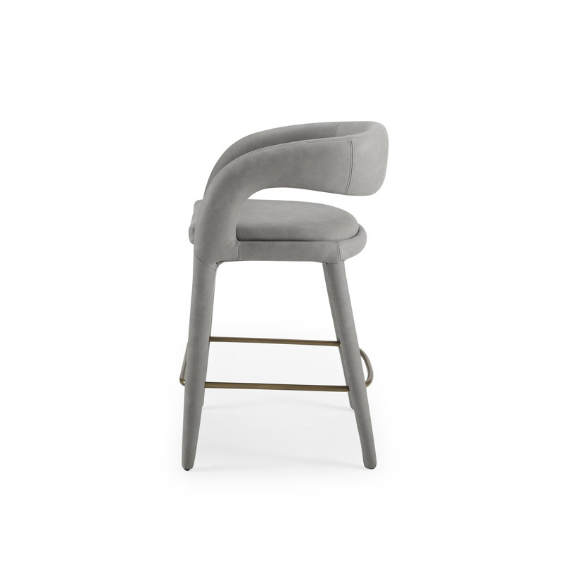 Freestyle 25.6'' Vegan Leather Counter Stool, Gray, 25.6''